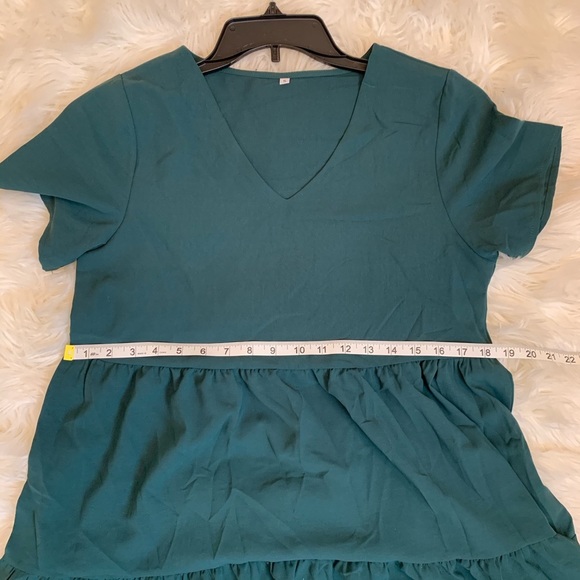 Teal v neck tiered flouncy shift dress small - Picture 6 of 9